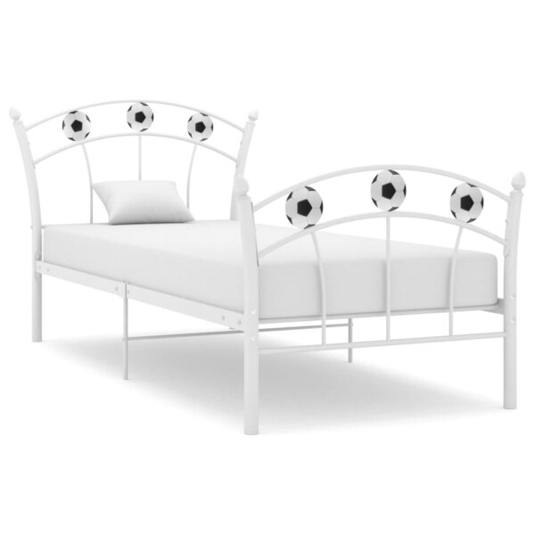 vidaXL Cadre de lit avec design de football Blanc Métal 90x200 cm
