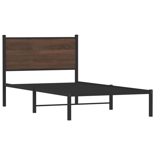 vidaXL Cadre de lit en métal avec tête de lit chêne marron 100x200 cm