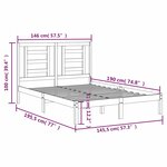 vidaXL Cadre de lit Noir Bois de pin massif 140x190 cm