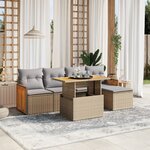 vidaXL Salon de jardin avec coussins 6 Pièces beige résine tressée