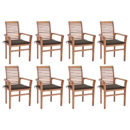 vidaXL Chaises à dîner 8 Pièces avec coussins taupe Bois de teck solide