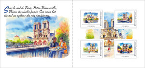 Collector 4 timbres - Une journée à Paris - Lettre Verte