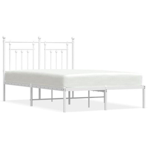 vidaXL Cadre de lit métal avec tête de lit blanc 120x200 cm
