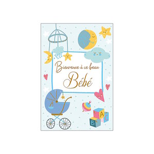 Carte De Voeux - Naissance - Bienvenue à ce beau bébé - Bleu