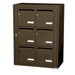 Bloc collectif leabox.com  2x3  grade 3  simple face  Intérieur  fixation murale  Brun Sepia RAL 8014 finition brillante