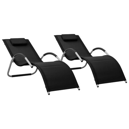 vidaXL Chaises longues Textilène 2 Pièces Noir et gris