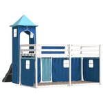 vidaXL Lit superposé sans matelas avec toboggan et rideaux 90x200 cm
