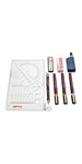 rOtring Set College : Porte-mine 0.5 + 3 Stylos Isograph 0.2/0.4/0.6mm + gomme + 12 mines HB + flacon d'encre 23 ml + attache compas