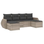 vidaXL Salon de jardin 6 Pièces avec coussins gris clair résine tressée
