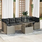 vidaXL Canapé de jardin 8 pièces avec coussins gris clair en poly rotin