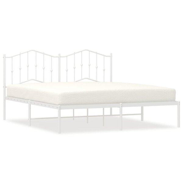 vidaXL Cadre de lit métal avec tête de lit blanc 180x200 cm