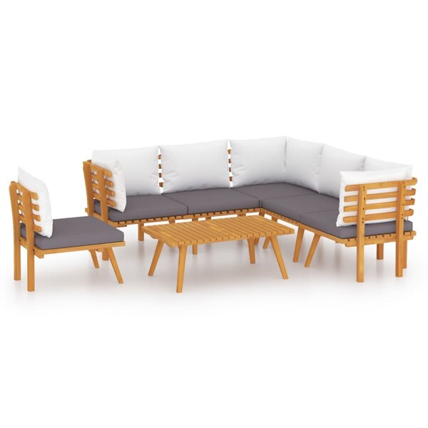 vidaXL Salon de jardin 7 Pièces avec coussins Bois d'acacia solide