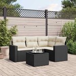 vidaXL Salon de jardin 5 Pièces avec coussins noir résine tressée