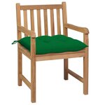 vidaXL Chaises de jardin 2 Pièces avec coussins vert Bois de teck massif