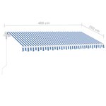 vidaXL Auvent automatique sur pied 400x350 cm Bleu/Blanc