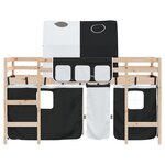 vidaXL Lit mezzanine enfants et tunnel blanc/noir 80x200cm pin massif