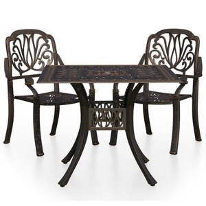 vidaXL Ensemble de bistro 3 Pièces Aluminium coulé Bronze
