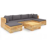 vidaXL Salon de jardin 7 Pièces avec coussins Bois de teck solide