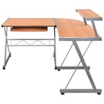 Bureau table poste de travail meuble d'ordinateur informatique étude d'ordinateur d'angle 132 x 112 x 99 cm bois ingénierie brun 02_0023731
