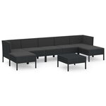 vidaXL Salon de jardin 8 Pièces avec coussins résine tressée noir