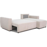 Canapé d'angle convertible réversible 3-4 places - Velours côtelé beige  coffre de rangement - 230 x 155 x Hauteur 71-95 cm