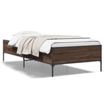 vidaXL Cadre de lit chêne marron 90x190 cm bois d'ingénierie et métal