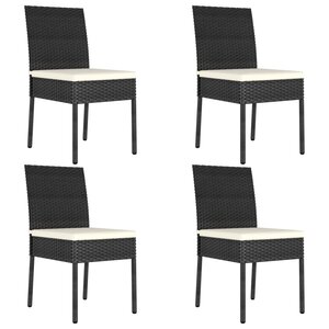 vidaXL Chaises à manger de jardin lot de 4 Résine tressée Noir