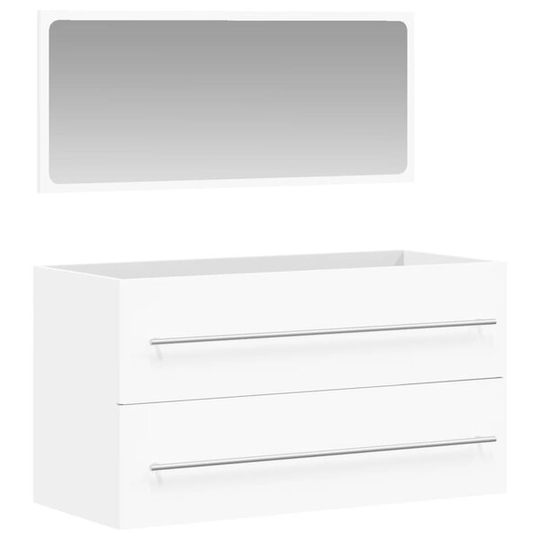 vidaXL Armoire de salle de bain avec miroir blanc bois d'ingénierie