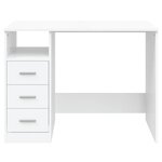 Bureau table poste de travail meuble d'ordinateur informatique étude avec tiroirs 102 x 50 x 76 cm bois d'ingénierie blanc 02_0023465