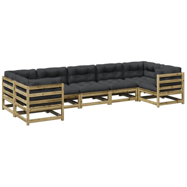 vidaXL Salon de jardin 7 Pièces avec coussins bois de pin imprégné