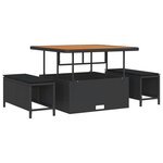 Ensemble de 12 pièces de canapés de jardin avec coussins noir poly rattan acacia