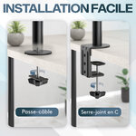 ACROPAQ Support Écran PC 13" à 32"- Bras Ecran Universel- Rotation 360°- Rehauseur ecran- Montage Rapide Épaisseur 10-88mm