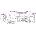 vidaXL Salon de jardin 7 Pièces avec coussins cire marron bois pin massif