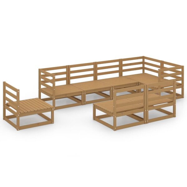 vidaXL Salon de jardin 8 Pièces marron miel bois de pin massif
