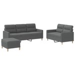 vidaXL Ensemble de canapés 3 Pièces avec coussins Gris foncé Tissu