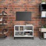 vidaXL Meuble TV avec pieds en métal Blanc 69 5x30x50 cm