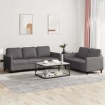 vidaXL Ensemble de canapés 2 Pièces avec coussins Gris Similicuir