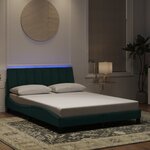 vidaXL Cadre de lit avec lumières LED vert foncé 140x200 cm velours