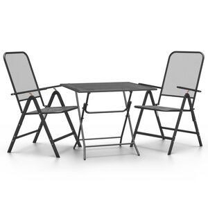 vidaXL Mobilier à dîner de jardin 3 Pièces Maille Métal Anthracite