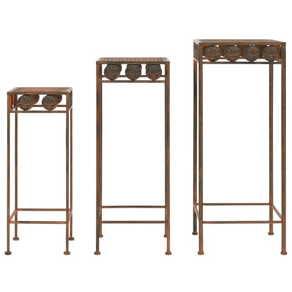 vidaXL Set de supports de plantes 3 Pièces Style vintage Métal rouillé