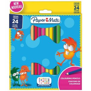 Crayons de couleur Kids Colouring blister de 24 Paper Mate