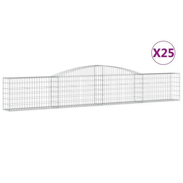 vidaXL Paniers à gabions arqués 25 Pièces 400x30x60/80 cm Fer galvanisé