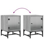 vidaXL Table de chevet avec porte en verre sonoma gris 35x37x50 cm