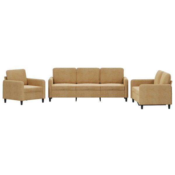 vidaXL Ensemble de canapés 3 Pièces marron velours