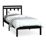 vidaXL Cadre de lit Noir 75x190 cm Petit simple Bois massif