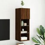 vidaXL Meuble TV avec lumières LED chêne marron 30 5x30x90 cm