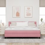vidaXL Lit à ressort avec matelas et LED Rose 180x200 cm Velours