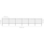 vidaXL Clôture de jardin avec dessus en lance Acier 10 2 x 1 5 m Noir