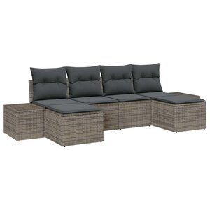 vidaXL Ensemble de canapé de jardin avec coussin 6 Pièces Gris polyrotin