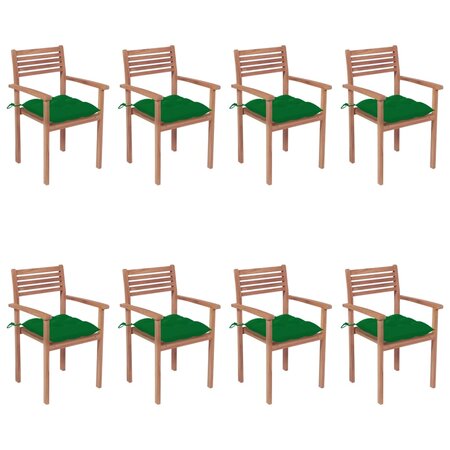 vidaXL Chaises de jardin empilables avec coussins lot de 8 Teck solide